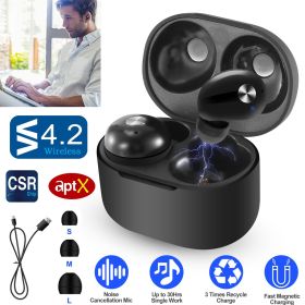 TWS True Wireless V4.2 Earbuds IPX4 In-ear stereo Earphone Hands-free Deep Bass Earpiece w/Mic Magnetic Charging Case 30Hrs Single Earbud Work Ti