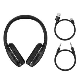 D02 Pro Wireless Headphones Bluetooth Earphone 5.0 Foldable Headset Sport Headphone Gaming Phone Fone Bluetooth Earbuds (Ships From: China, Color: BLACK)