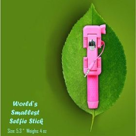 Candy Bar Selfie Stick World's Smallest And Guaranteed To Fit In Your Pocket (Color: Pink)